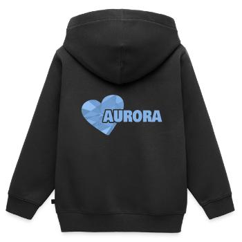 Mama Aurora - Kinder Premium Organic Zip Hoodie - Schwarz - Hinten - AI Model Kid Male (0cm)