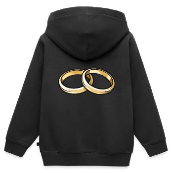 Eheringe Hochzeit - Kinder Premium Organic Zip Hoodie - Schwarz - Hinten - AI Model Kid Male (0cm)