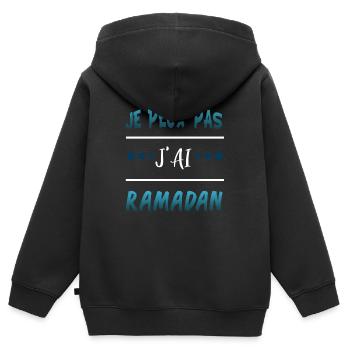 Je peux pas j'ai ramadan - Sweat Premium à capuche zippé enfant bio - noir - Dos - AI Model Kid Male (0cm)