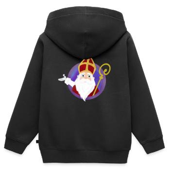 Saint Nicolas, 5 décembre - Sweat Premium à capuche zippé enfant bio - noir - Dos - AI Model Kid Male (0cm)