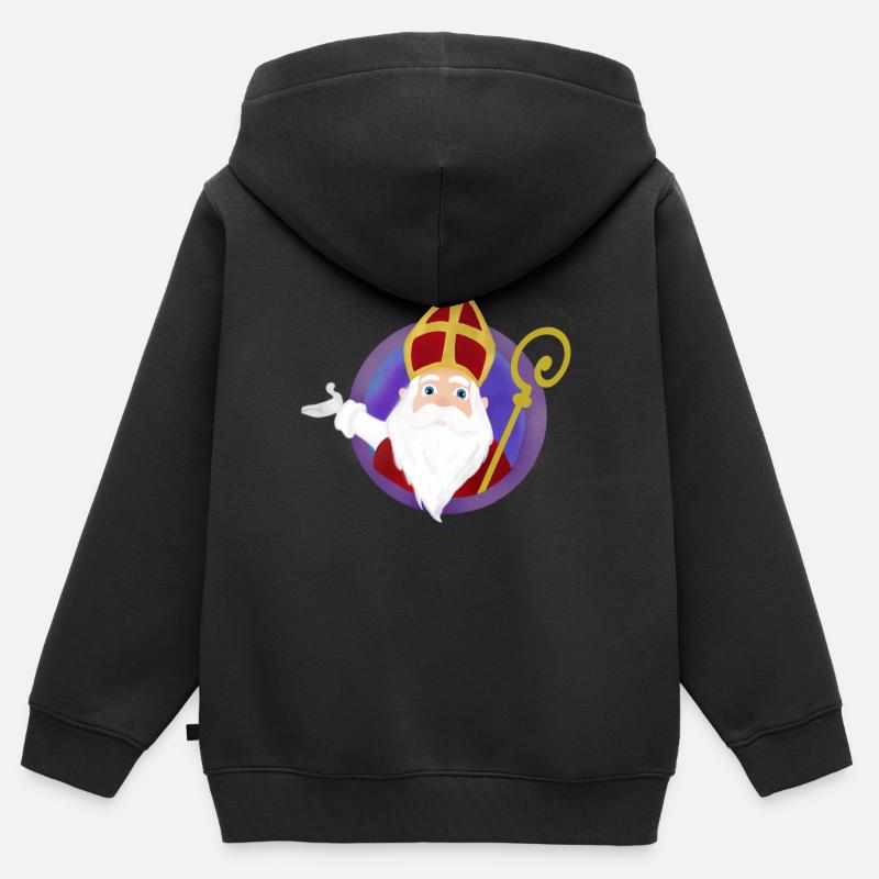 Saint Nicolas, 5 décembre - Sweat Premium à capuche zippé enfant bio - noir