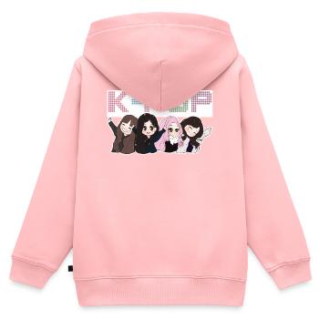 K-Pop. - Kinder Premium Organic Zip Hoodie - Rosa - Hinten - AI Model Kid Female (0cm)
