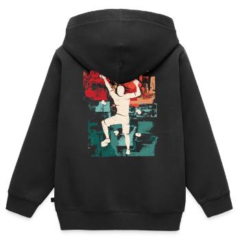 Klettern Vintage Bouldern Kletterer Climbing - Kinder Premium Organic Zip Hoodie - Schwarz - Hinten - AI Model Kid Male (0cm)