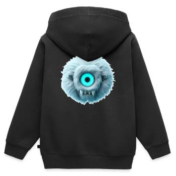 Le grand Yeti !!! - Sweat Premium à capuche zippé enfant bio - noir - Dos - AI Model Kid Male (0cm)