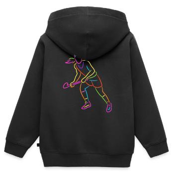 Feldhockey bunt Hockeyspielerin Frauen Hockey - Kinder Premium Organic Zip Hoodie - Schwarz - Hinten - AI Model Kid Male (0cm)