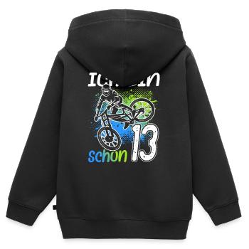 13. Geburtstag Mountain Bike 13 Jahre alt Fahrrad - Kinder Premium Organic Zip Hoodie - Schwarz - Hinten - AI Model Kid Male (0cm)