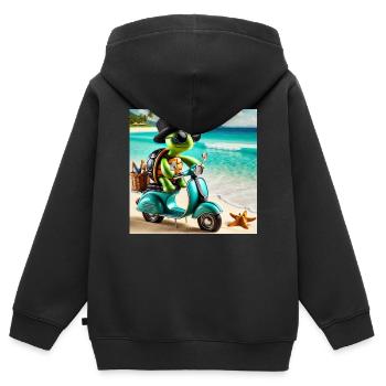 Méchant de plage - Sweat Premium à capuche zippé enfant bio - noir - Dos - AI Model Kid Male (0cm)