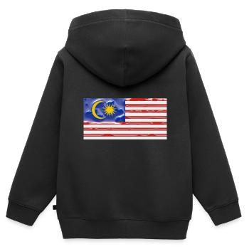 Malaysia - Kinder Premium Organic Zip Hoodie - Schwarz - Hinten - AI Model Kid Male (0cm)