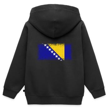 Bosnie-Herzégovine - Sweat Premium à capuche zippé enfant bio - noir - Dos - AI Model Kid Male (0cm)