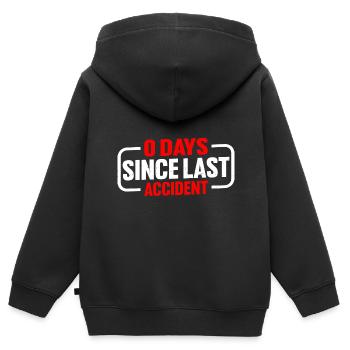 0 Days Since Last Accident 7 - Kinder Premium Organic Zip Hoodie - Schwarz - Hinten - AI Model Kid Male (0cm)