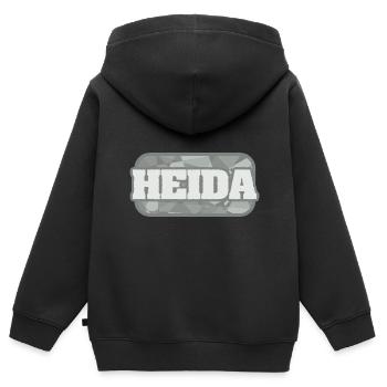 Bio Heida - Kinder Premium Organic Zip Hoodie - Schwarz - Hinten - AI Model Kid Male (0cm)