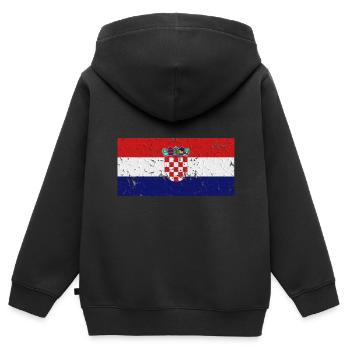 Kroatien Kroatien - Kinder Premium Organic Zip Hoodie - Schwarz - Hinten - AI Model Kid Male (0cm)