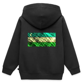 Uzbekistan - Kids Premium Organic Zip-up Hoodie - black - Back - AI Model Kid Male (0cm)