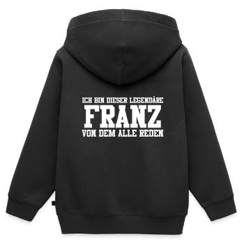 Franz Name Design - Kinder Premium Organic Zip Hoodie - Schwarz - Hinten - AI Model Kid Male (0cm)
