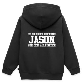 Jason Name Design - Kinder Premium Organic Zip Hoodie - Schwarz - Hinten - AI Model Kid Male (0cm)
