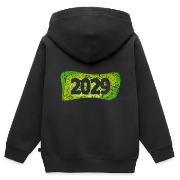 2029 - Kinder Premium Organic Zip Hoodie - Schwarz - Hinten - AI Model Kid Male (0cm)