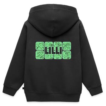 Vorname Lilli - Kinder Premium Organic Zip Hoodie - Schwarz - Hinten - AI Model Kid Male (0cm)