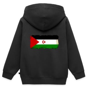 Sahara occidental Sahara occidental - Sweat Premium à capuche zippé enfant bio - noir - Dos - AI Model Kid Male (0cm)