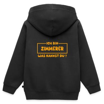 Zimmerer - Kinder Premium Organic Zip Hoodie - Schwarz - Hinten - AI Model Kid Male (0cm)