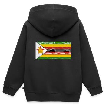 Simbabwe - Kinder Premium Organic Zip Hoodie - Schwarz - Hinten - AI Model Kid Male (0cm)