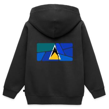 Sainte-Lucie - Sweat Premium à capuche zippé enfant bio - noir - Dos - AI Model Kid Male (0cm)