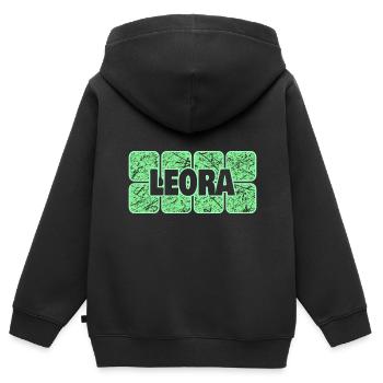 Vorname Leora - Kinder Premium Organic Zip Hoodie - Schwarz - Hinten - AI Model Kid Male (0cm)