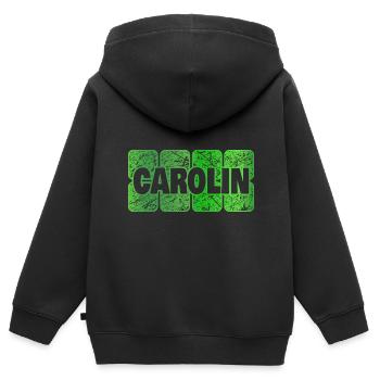 Vorname Carolin - Kinder Premium Organic Zip Hoodie - Schwarz - Hinten - AI Model Kid Male (0cm)