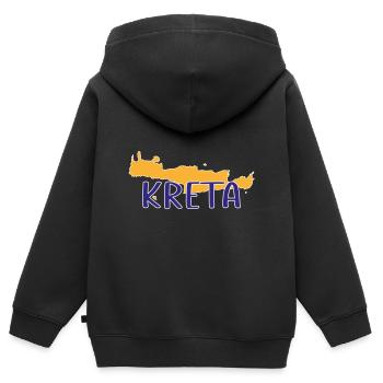 Crète - Sweat Premium à capuche zippé enfant bio - noir - Dos - AI Model Kid Male (0cm)