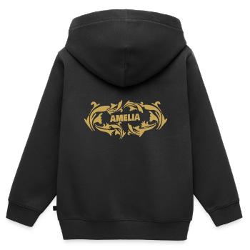 Amelia - Kinder Premium Organic Zip Hoodie - Schwarz - Hinten - AI Model Kid Male (0cm)