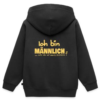 Ausrede Namenschild Mann männlich - Kinder Premium Organic Zip Hoodie - Schwarz - Hinten - AI Model Kid Male (0cm)
