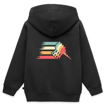 Hockey -Jahrgang Professioneller Hockeyspieler Gif - Kinder Premium Organic Zip Hoodie - Schwarz - Hinten - AI Model Kid Male (0cm)