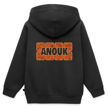 Femme pour Anouk Prénom Femme - Sweat Premium à capuche zippé enfant bio - noir - Dos - AI Model Kid Male (0cm)
