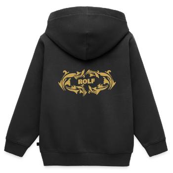 Idée cadeau Rolf - Sweat Premium à capuche zippé enfant bio - noir - Dos - AI Model Kid Male (0cm)