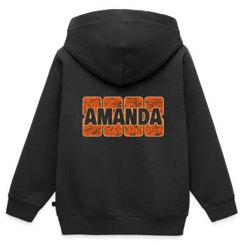 Amanda comme prénom - Sweat Premium à capuche zippé enfant bio - noir - Dos - AI Model Kid Male (0cm)