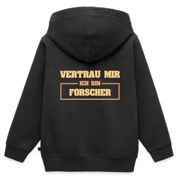 Lustig Forscher - Kinder Premium Organic Zip Hoodie - Schwarz - Hinten - AI Model Kid Male (0cm)