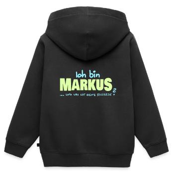 Geschenk für Markus - Kinder Premium Organic Zip Hoodie - Schwarz - Hinten - AI Model Kid Male (0cm)