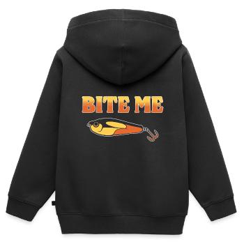Bite Me Fischer - Kinder Premium Organic Zip Hoodie - Schwarz - Hinten - AI Model Kid Male (0cm)