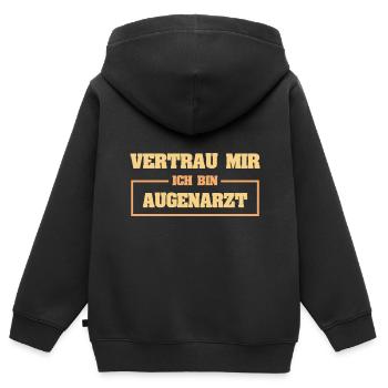 Lustig Augenarzt - Kinder Premium Organic Zip Hoodie - Schwarz - Hinten - AI Model Kid Male (0cm)