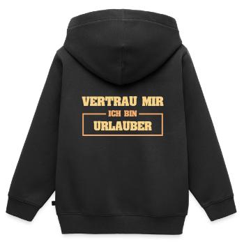 Lustig Urlauber - Kinder Premium Organic Zip Hoodie - Schwarz - Hinten - AI Model Kid Male (0cm)