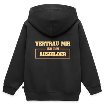 Cadeau pour l’instructeur - Sweat Premium à capuche zippé enfant bio - noir - Dos - AI Model Kid Male (0cm)
