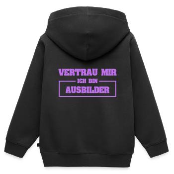 Instructeur drôle - Sweat Premium à capuche zippé enfant bio - noir - Dos - AI Model Kid Male (0cm)