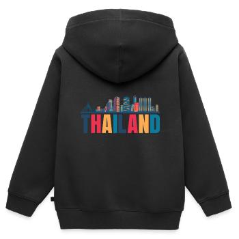 Thailand - Kinder Premium Organic Zip Hoodie - Schwarz - Hinten - AI Model Kid Male (0cm)