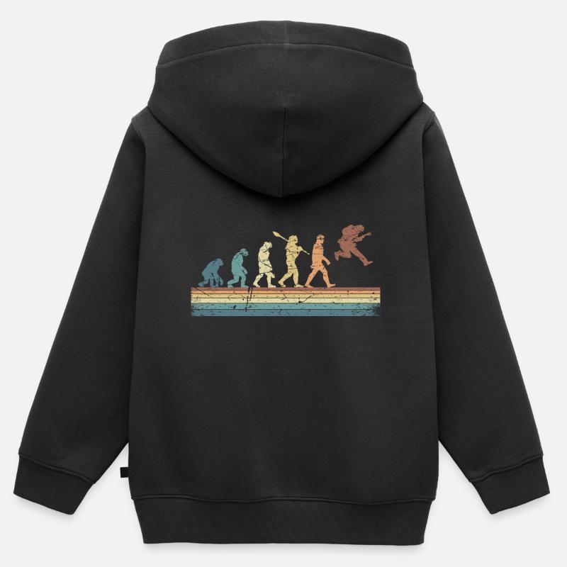 Human Evolution Guitar Band Retro Vintage - Kinder Premium Organic Zip Hoodie - Schwarz