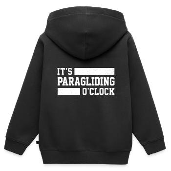 It's Paragliding O' Clock Paraglider Skydiving Par - Kinder Premium Organic Zip Hoodie - Schwarz - Hinten - AI Model Kid Male (0cm)
