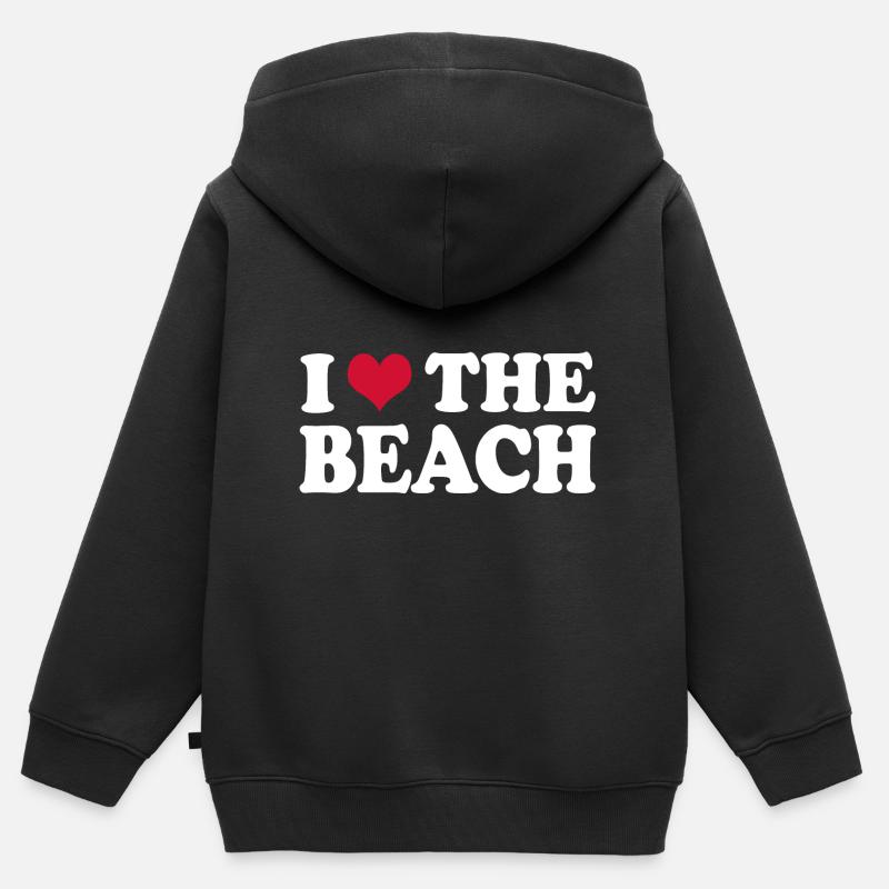 Vacances à la plage J’aime le voyage à la plage - Sweat Premium à capuche zippé enfant bio - noir