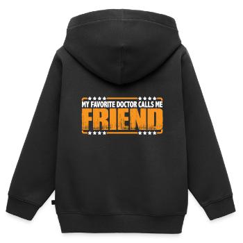 Mon médecin préféré m’appelle ami 8 - Sweat Premium à capuche zippé enfant bio - noir - Dos - AI Model Kid Male (0cm)
