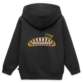Cadeau pour mécanicien - Sweat Premium à capuche zippé enfant bio - noir - Dos - AI Model Kid Male (0cm)