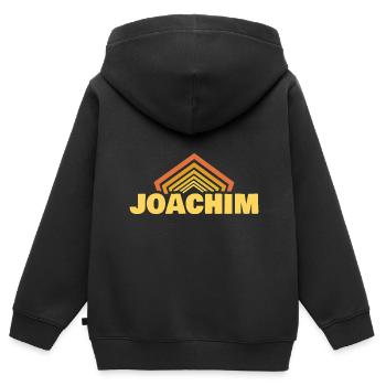 Joachim comme prénom - Sweat Premium à capuche zippé enfant bio - noir - Dos - AI Model Kid Male (0cm)