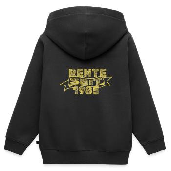 1985 - Kinder Premium Organic Zip Hoodie - Schwarz - Hinten - AI Model Kid Male (0cm)