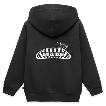 Ingénieur - Sweat Premium à capuche zippé enfant bio - noir - Dos - AI Model Kid Male (0cm)